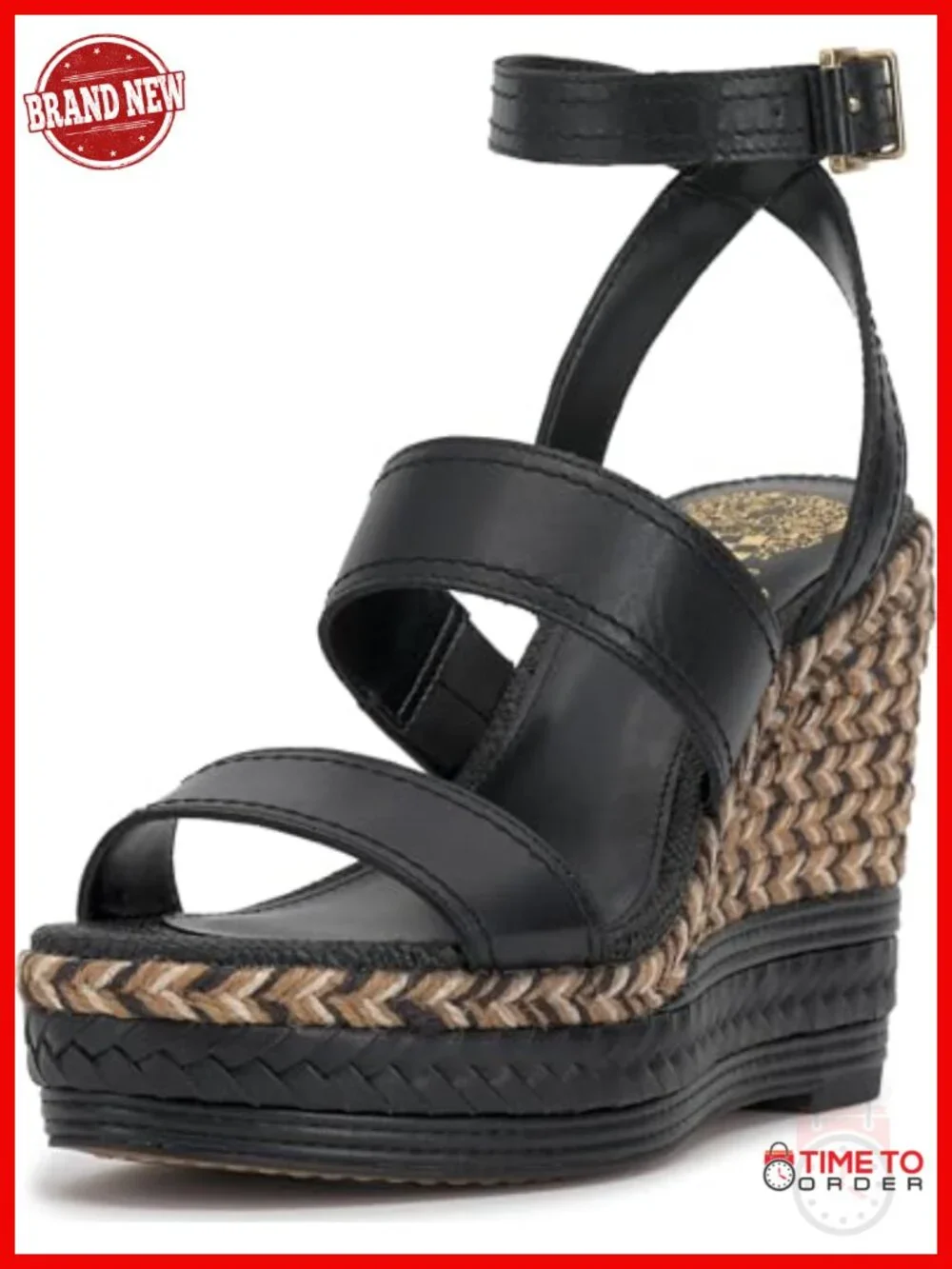 Leather Espadrille Wedge Sandals with Platform Ankle Strap